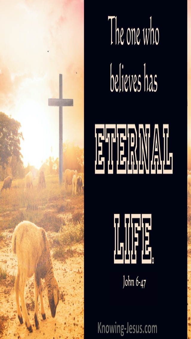 John 6:47 He Who Believes Has Eternal Life (black)